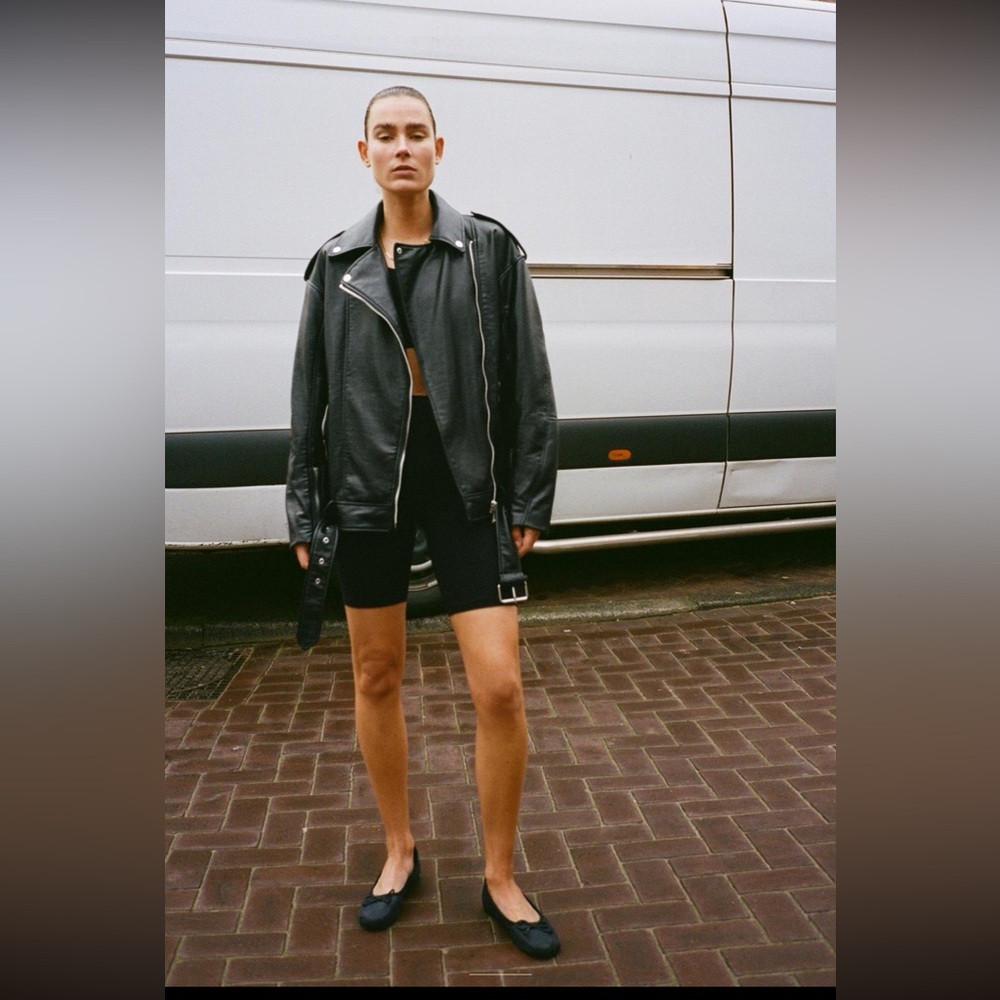 Zara Oversized faux leather biker jacket
